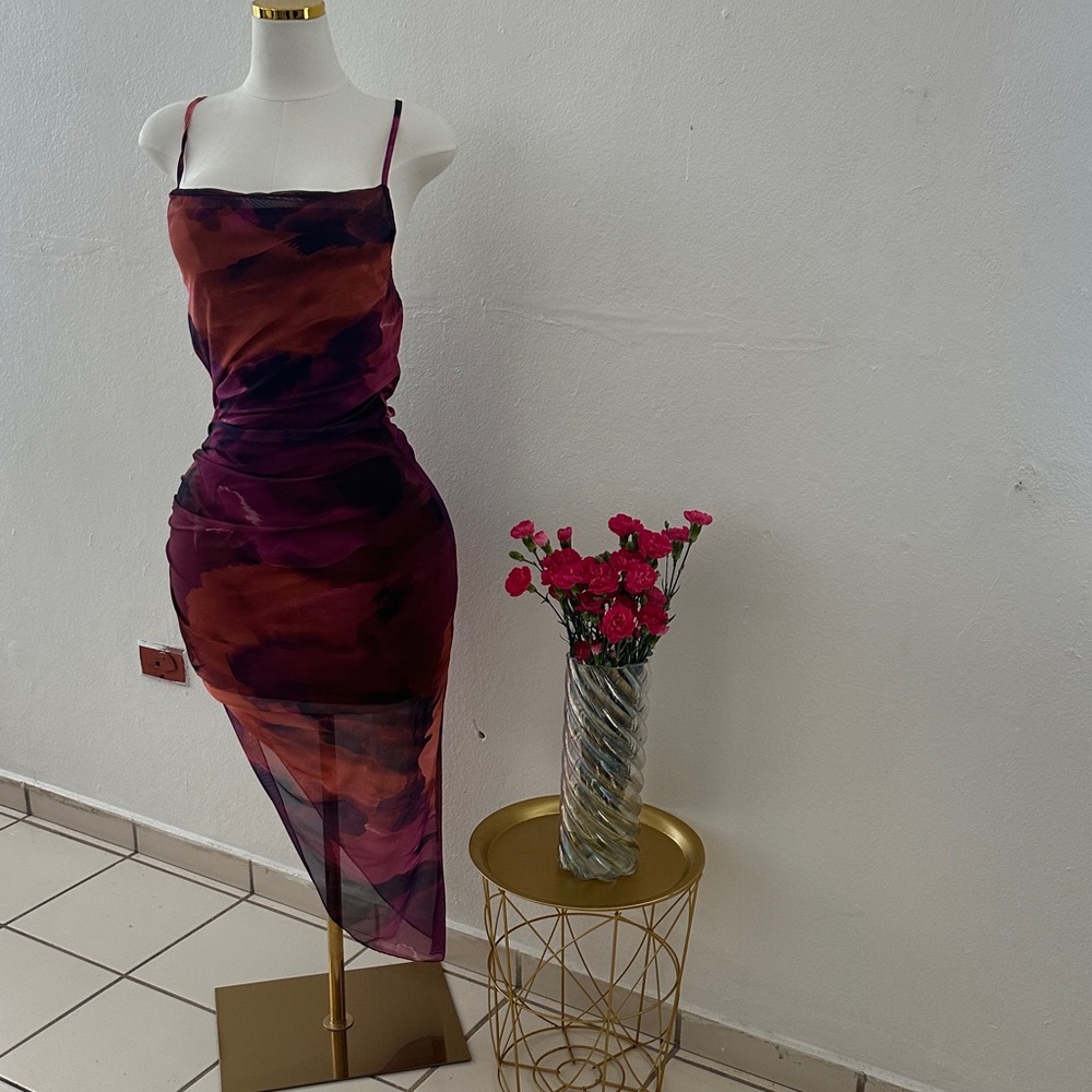 Elegant Purple and Black Women's Dress
